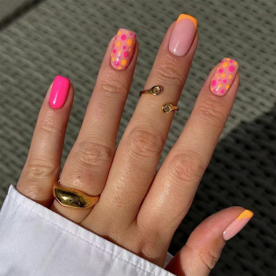 Pink & Yellow Ombre Hard Gel Press store On Nails, Apres Press Ons, Summer Nails