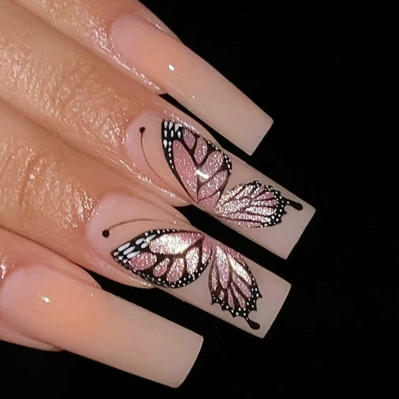 Pink Butterfly Luxury Press on Nails Clawsbymags 