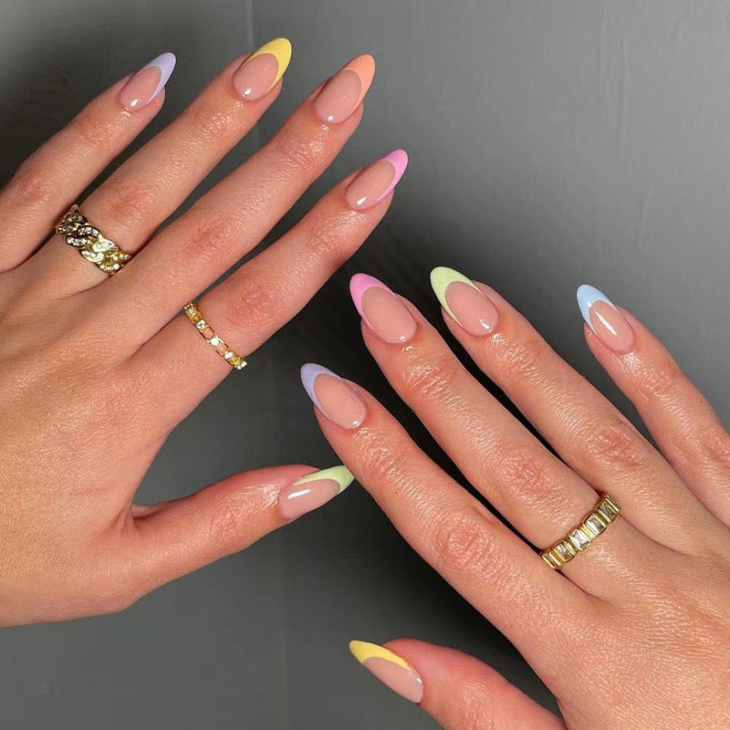 Heart Eyes Multicolor Medium Oval Press On Nails