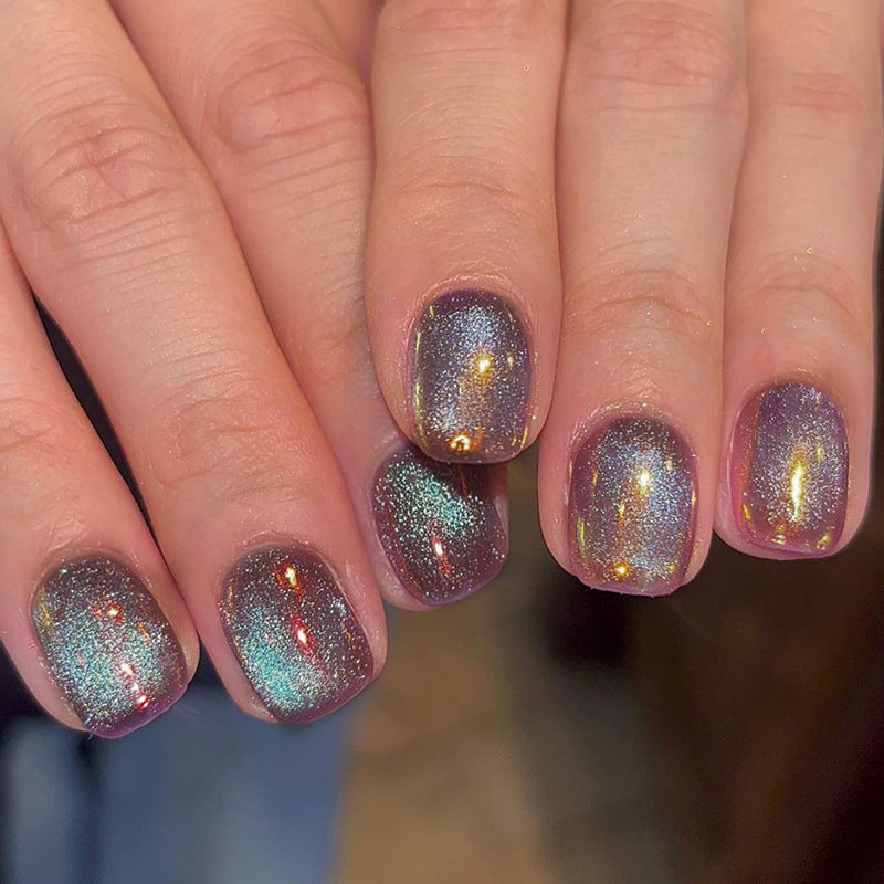 Purple Glitter Space Galaxy Press On Nails Fake Nails Glue On Nails  Reusable