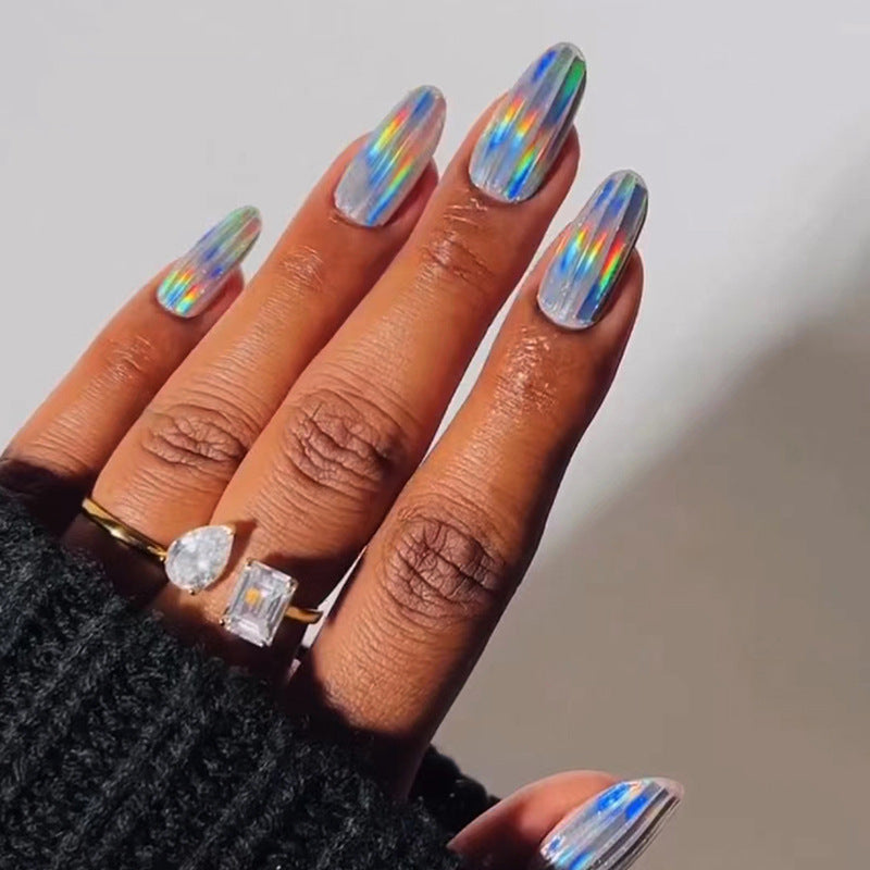 Heart Eyes Multicolor Medium Oval Press On Nails