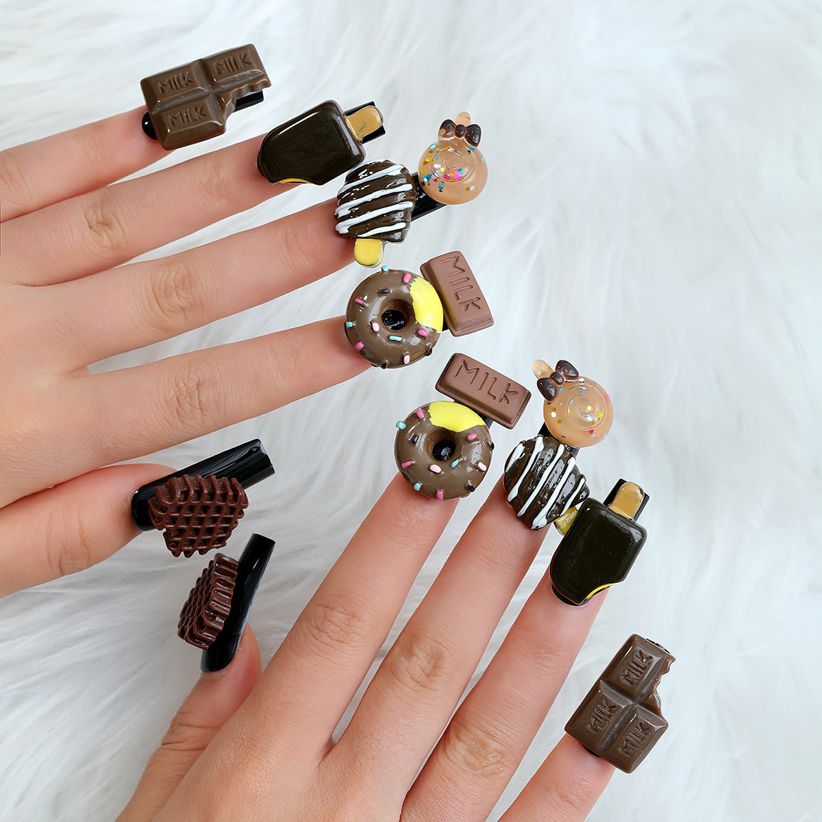 Chocolate Brown Glitter Nails - Press Ons