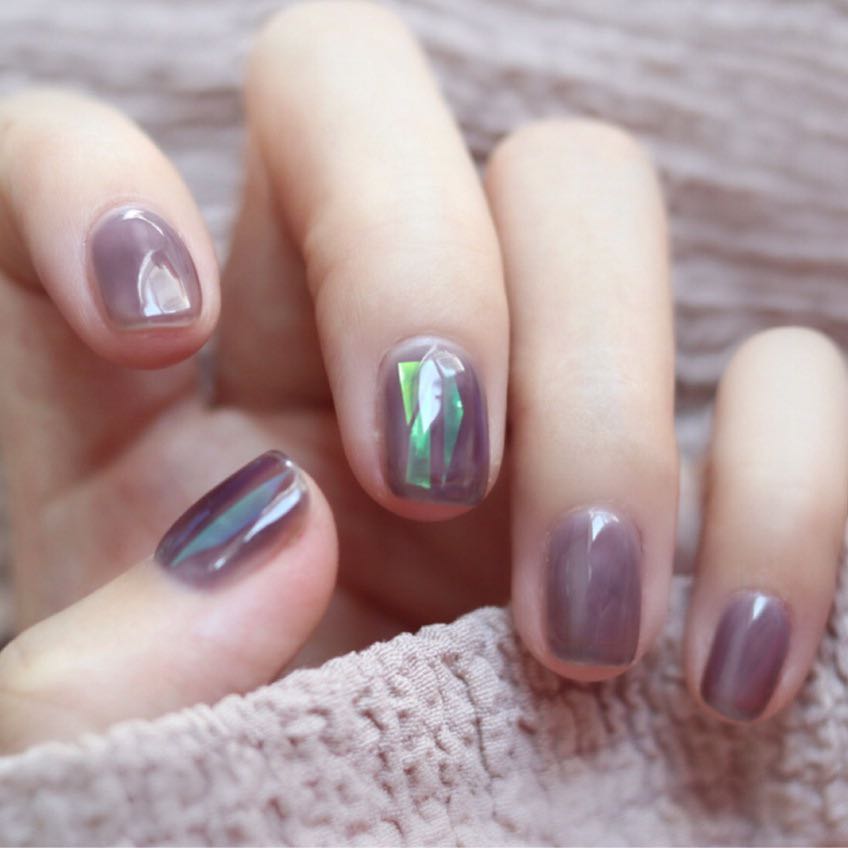 Crystallized Short Square Purple Jelly Press On Nails