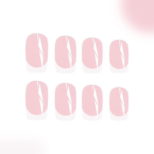 Elegant Romance Short Square Pink Press On Nail Set with Stylish Geometric Accent