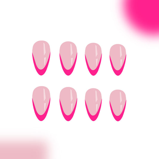 Tropical Vibe Long Almond Pink Ombre Press On Nail Set with Glossy Finish