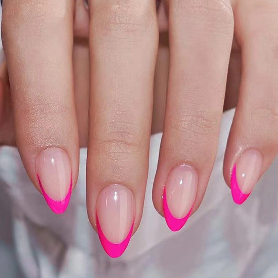 Vibrant Summer Vibes Long Almond Pink and Neon French Tip Press On Nail Set