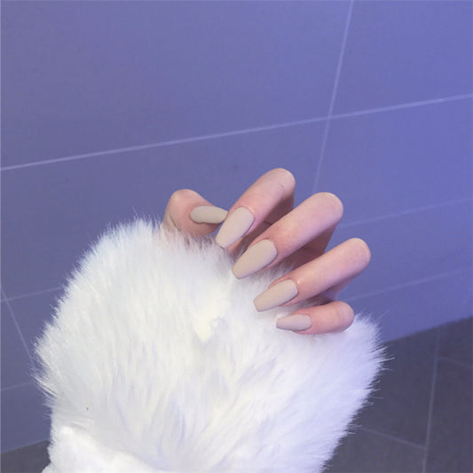 Elegant Winter Wonderland Long Coffin Pale Pink Press on Nail Set with Smooth Matte Finish