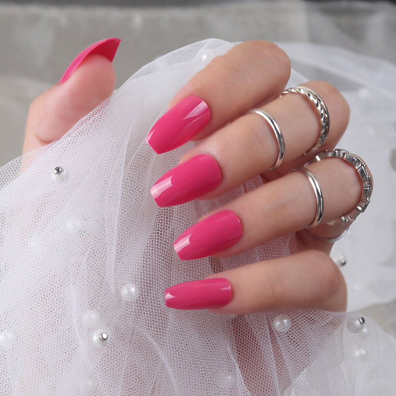 Chic Romance Long Coffin Pink Glossy Press On Nail Set with Stunning Shine Finish