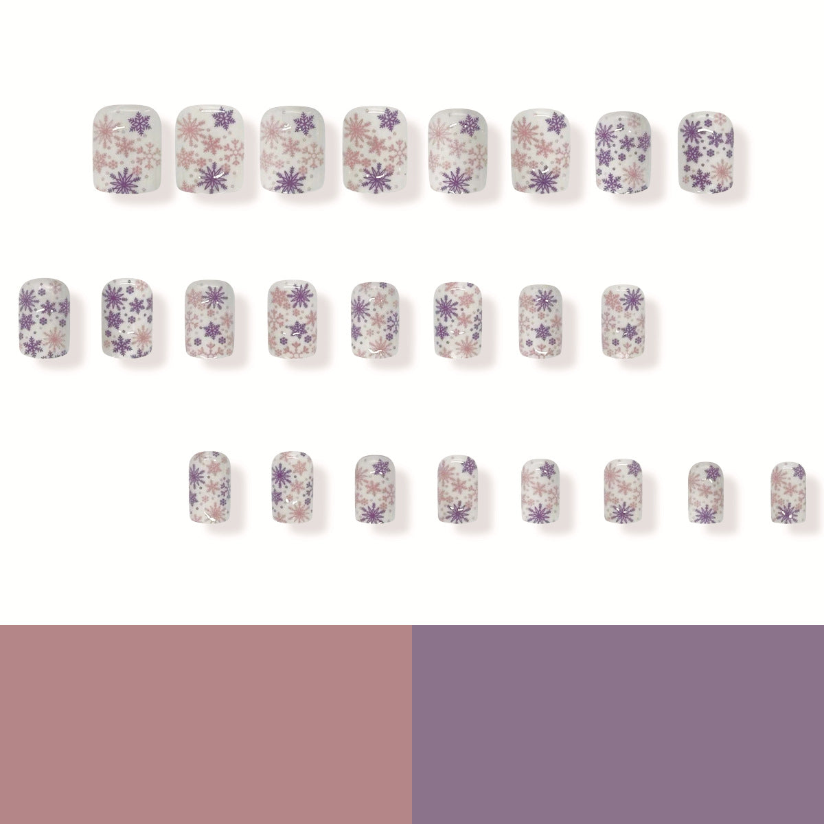 Floral Dream Harmony Square Press On Medium Nail Set in Purple and Pink with Delicate Flower Designs