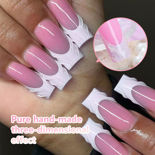 Whimsical Dream Press On Nail Set Long Square Pink with 3D Handcrafted Design