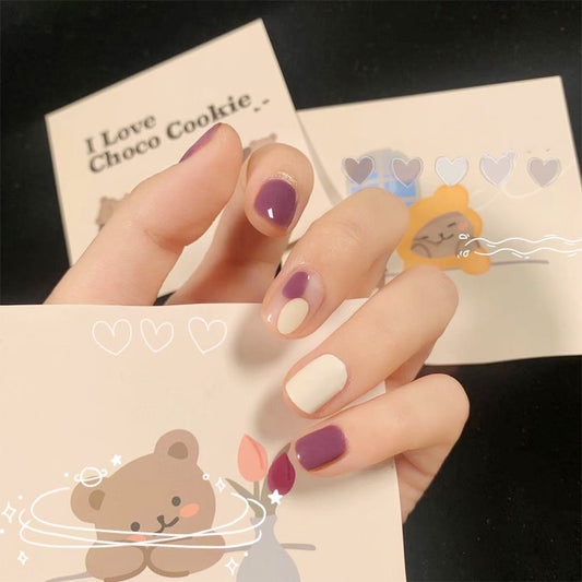 No Rush Short Square Purple Cute Press On Nails