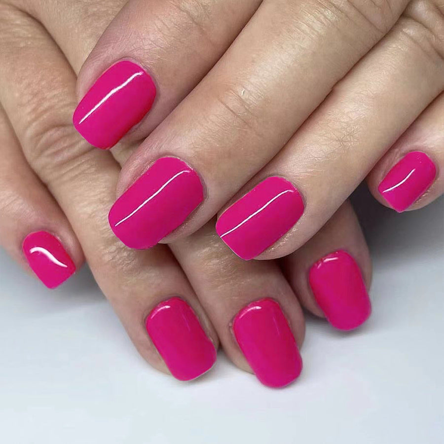 Tropical Bliss Medium Square Hot Pink Press On Nail Set with Glossy Finish