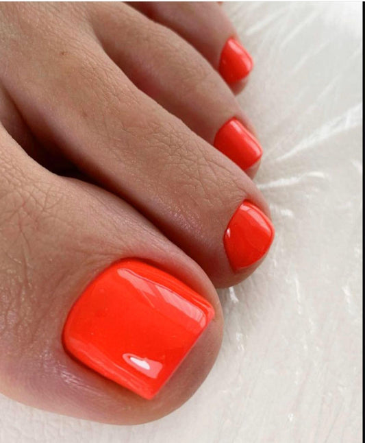 Summer Vibes Extra Short Square Bright Orange Glossy Press On Nail Set Featuring Easy Application