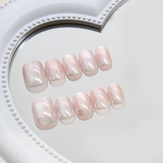 Chic Elegance Medium Square Press On Nail Set Light Pink Ombre Finish for Effortless Glamour