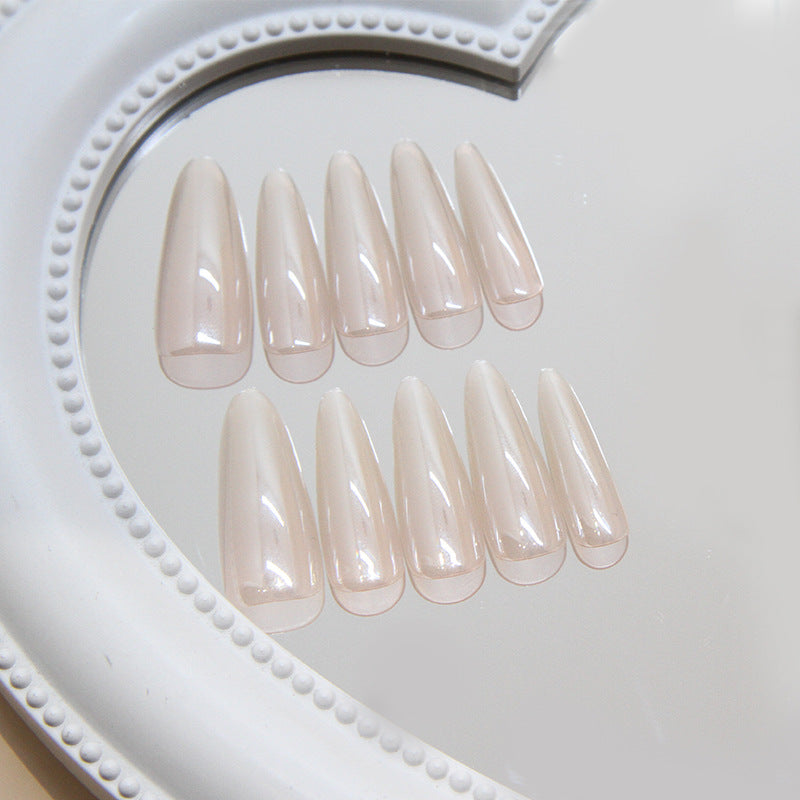 Dreamy Elegance 7cm Long Almond Shaped Press On Nail Set in Sheer Pink with Glossy Finish for Effortless Glamour