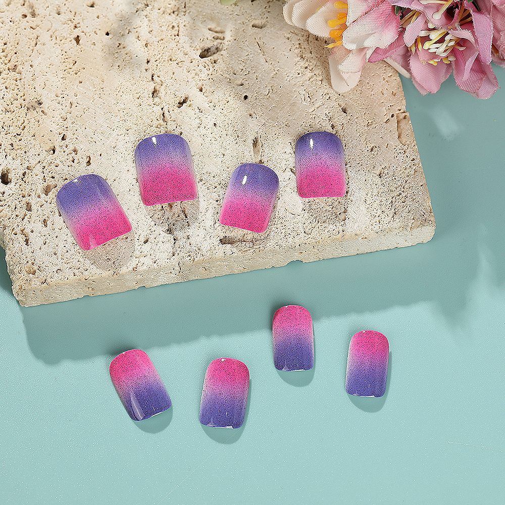 Sunset Dreams Ombre Square Press On Long Nail Set Long Gradient Purple and Pink Design with Unique Texture Finish