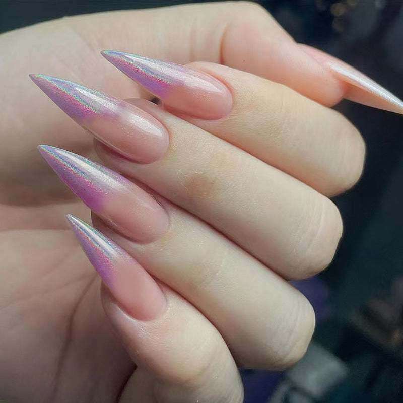 Enchanted Dreamland Long Stiletto Press On Nail Set Pink Ombre with Iridescent Shine