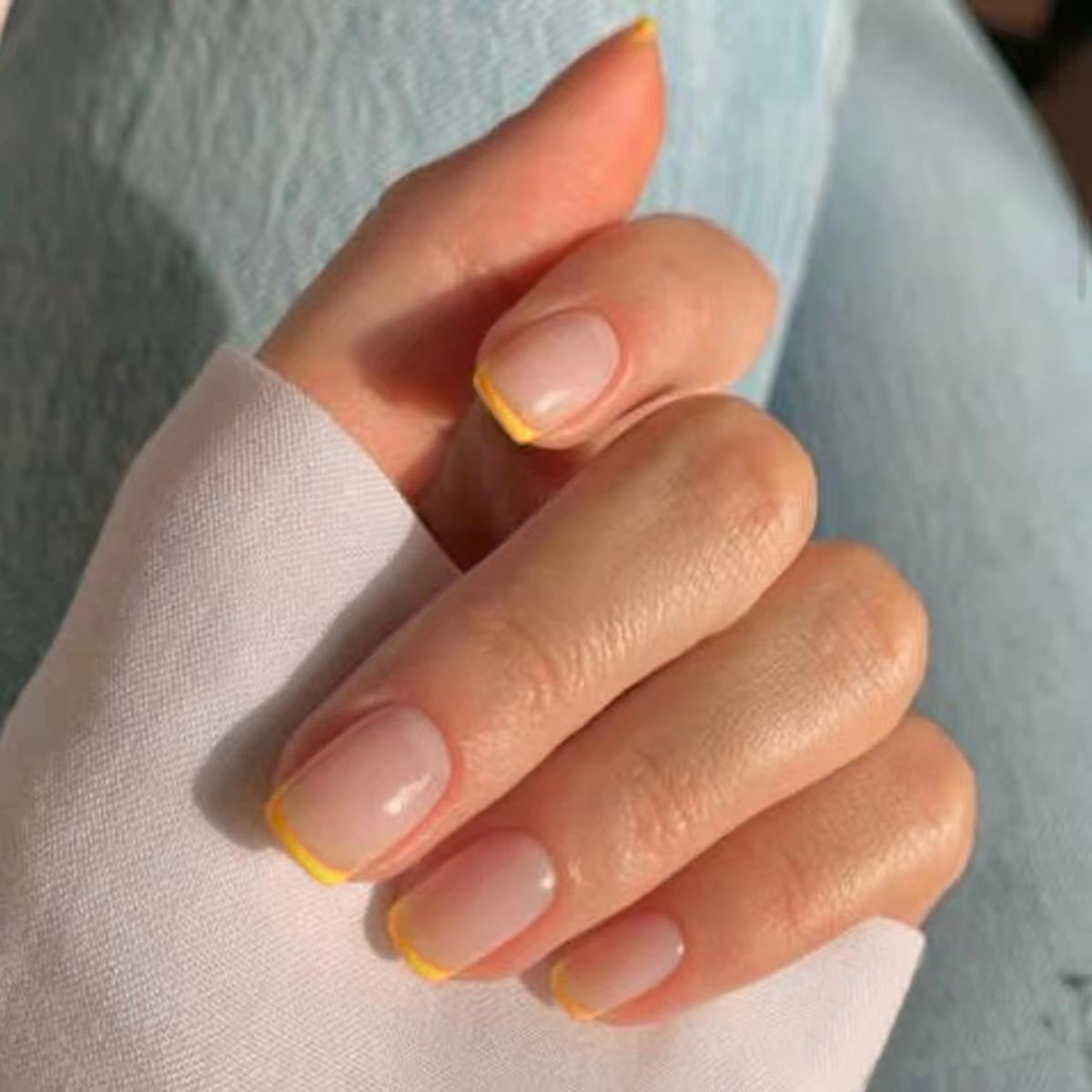 Sunny Delight Short Square Yellow Tip Press On Nail Set Ideal for Effortless Glamour