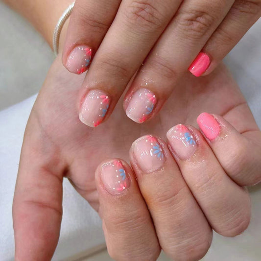 Spring Fling Short Square Multicolor Press On Nail Set with Confetti Accents