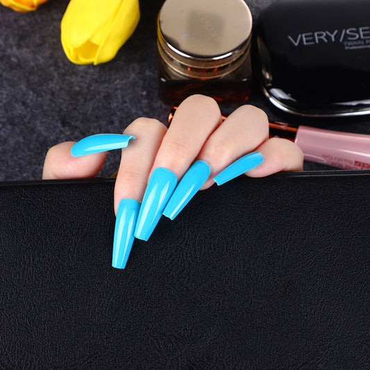 Ocean Escape Long Coffin Sky Blue Press On Nail Set with Glossy Finish