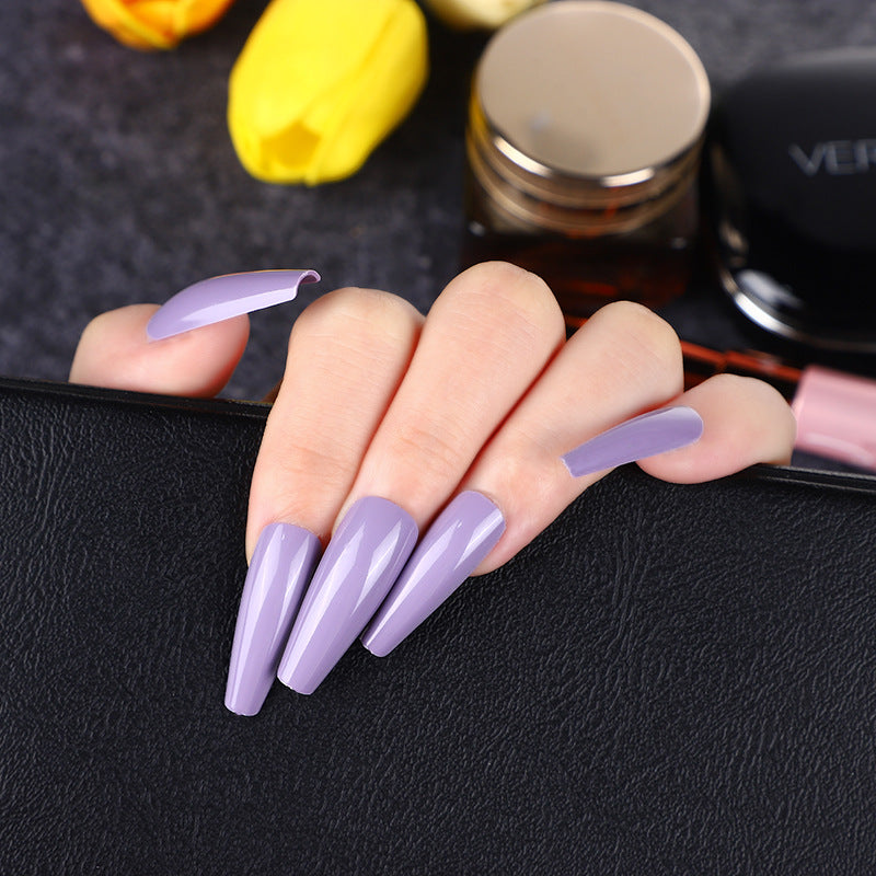 Lavender Dreams Extra Long Coffin Purple Press On Nails with Glossy Finish