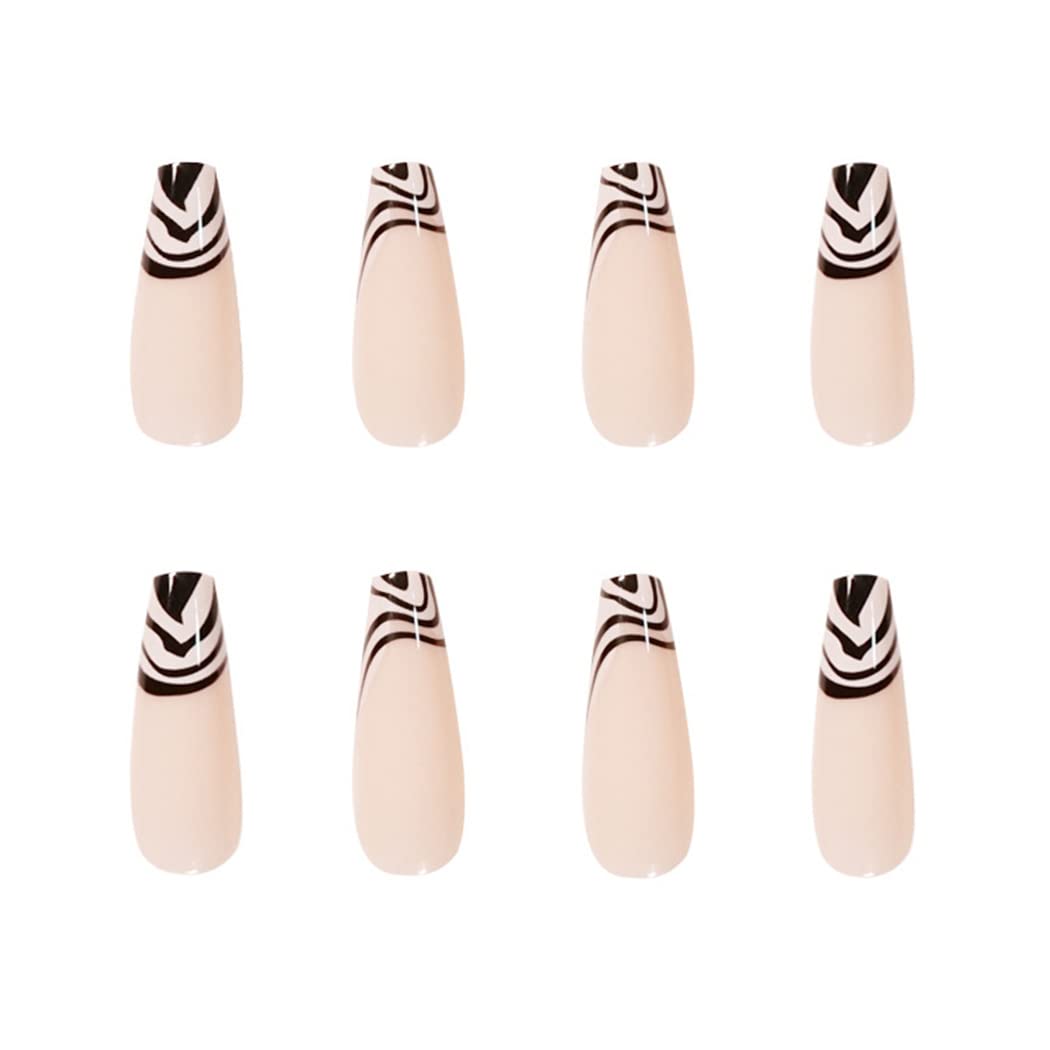 Roaming Zebra Long Square Beige Animal Pattern Press On Nails