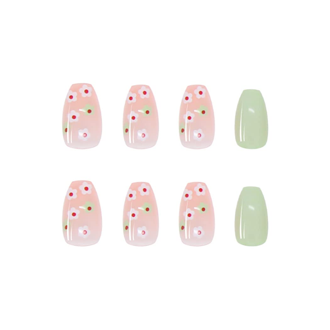 What A Cutie Long Coffin Green Cute St. Patrick's Day Press On Nails