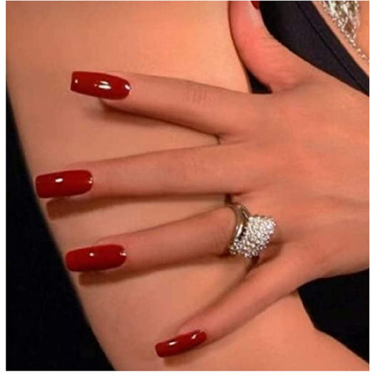 Give It Long Coffin Red Bold Press On Nails