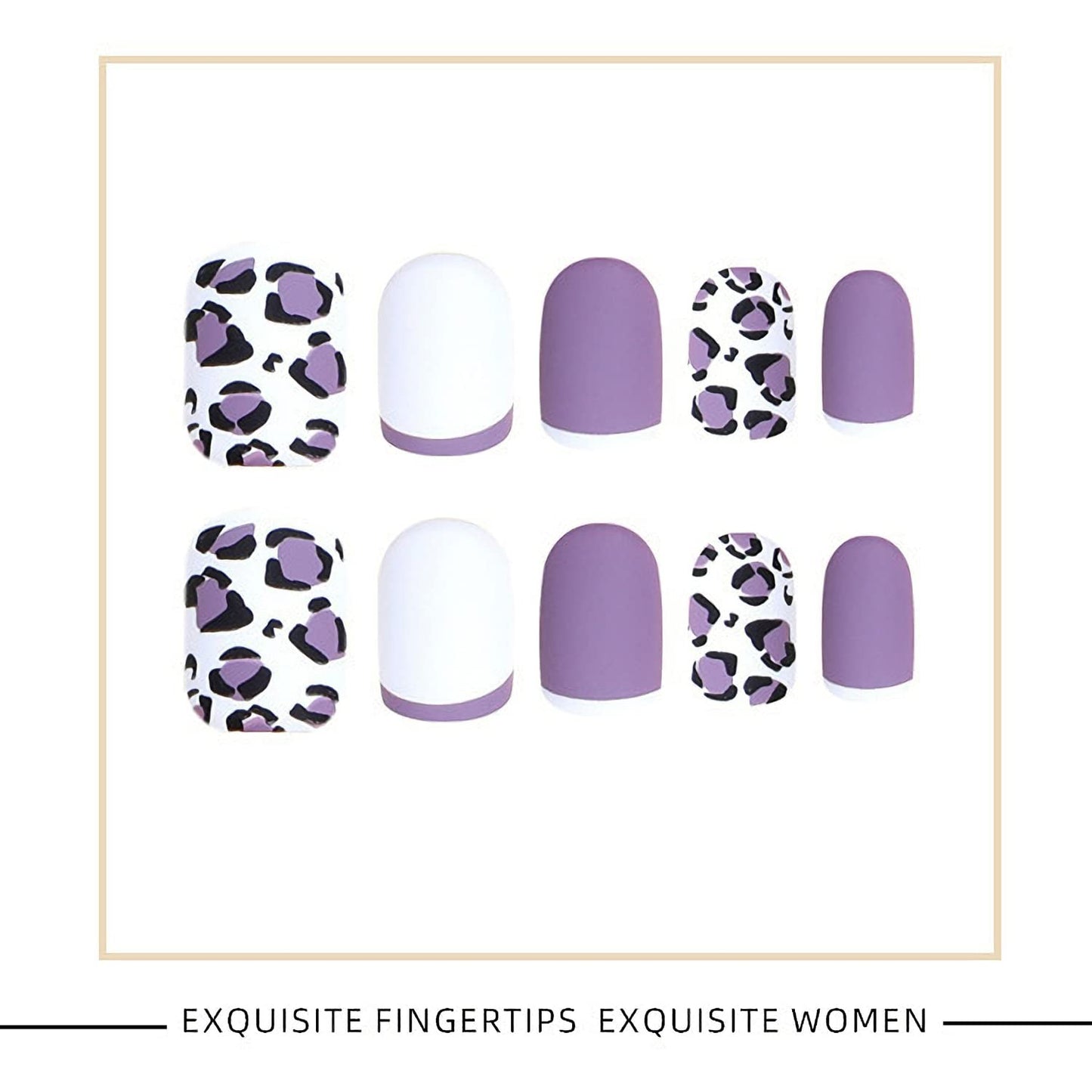The Violet Jungle Short Square Purple Leopard Press On Nails