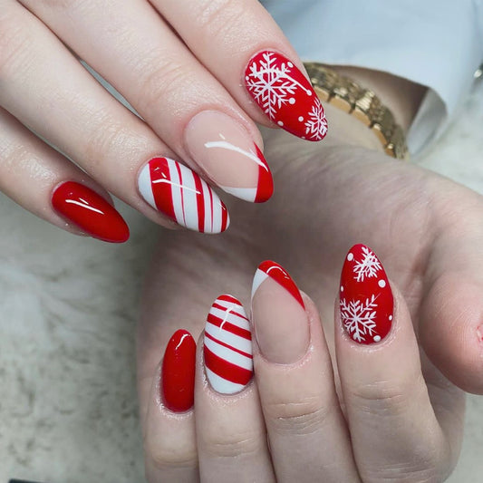 Unwrapped Medium Oval Red Holiday Press On Nails