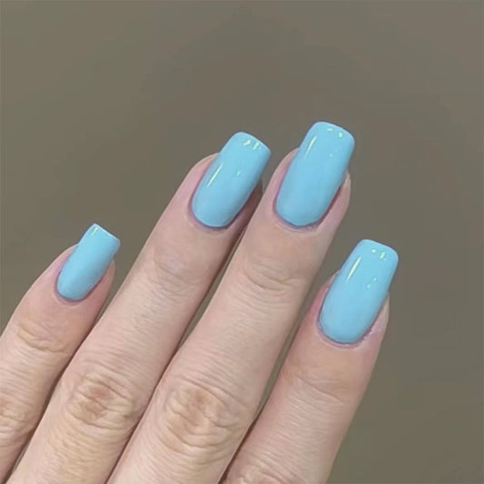 Serenity Sky Medium Square Sky Blue Press-On Nails with Matte Finish