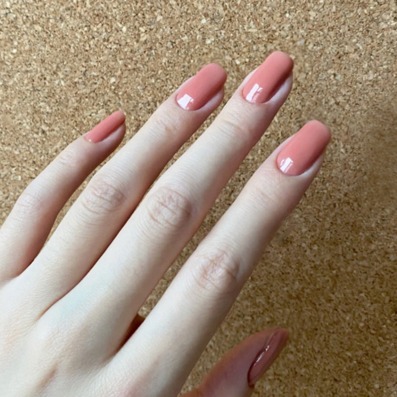 Reached Over Short Square Pink Glossy Press On Nails