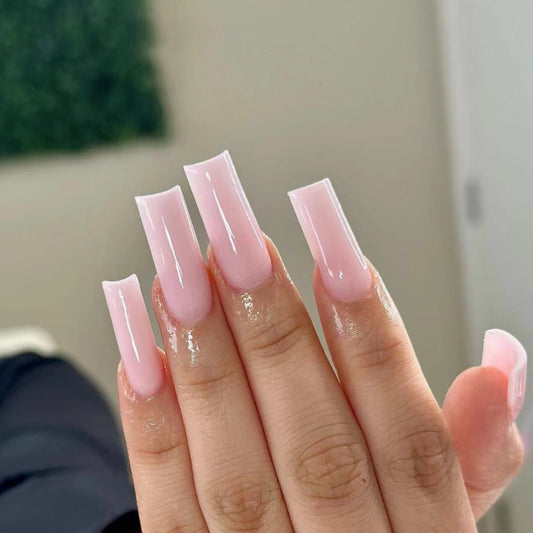 Not A Mean Girl Long Square Pink Glossy Press On Nails