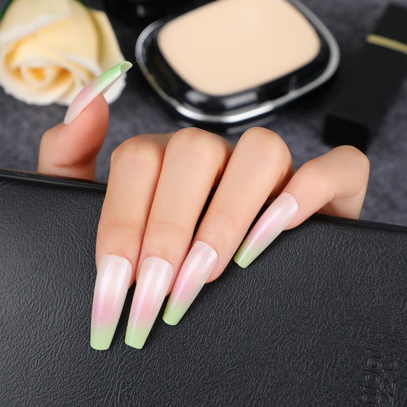 Spring Blossom Long Coffin Gradient Press On Nails with Dual-tone OmbrŽ Design