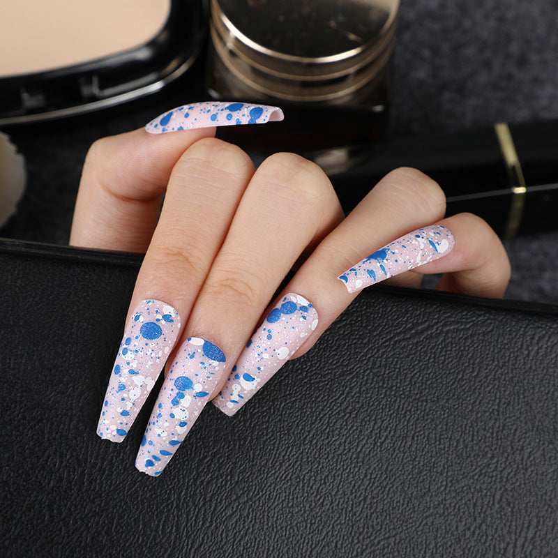 Stellar Sparkle Long Coffin Pink and Blue Glitter Press On Nail Set