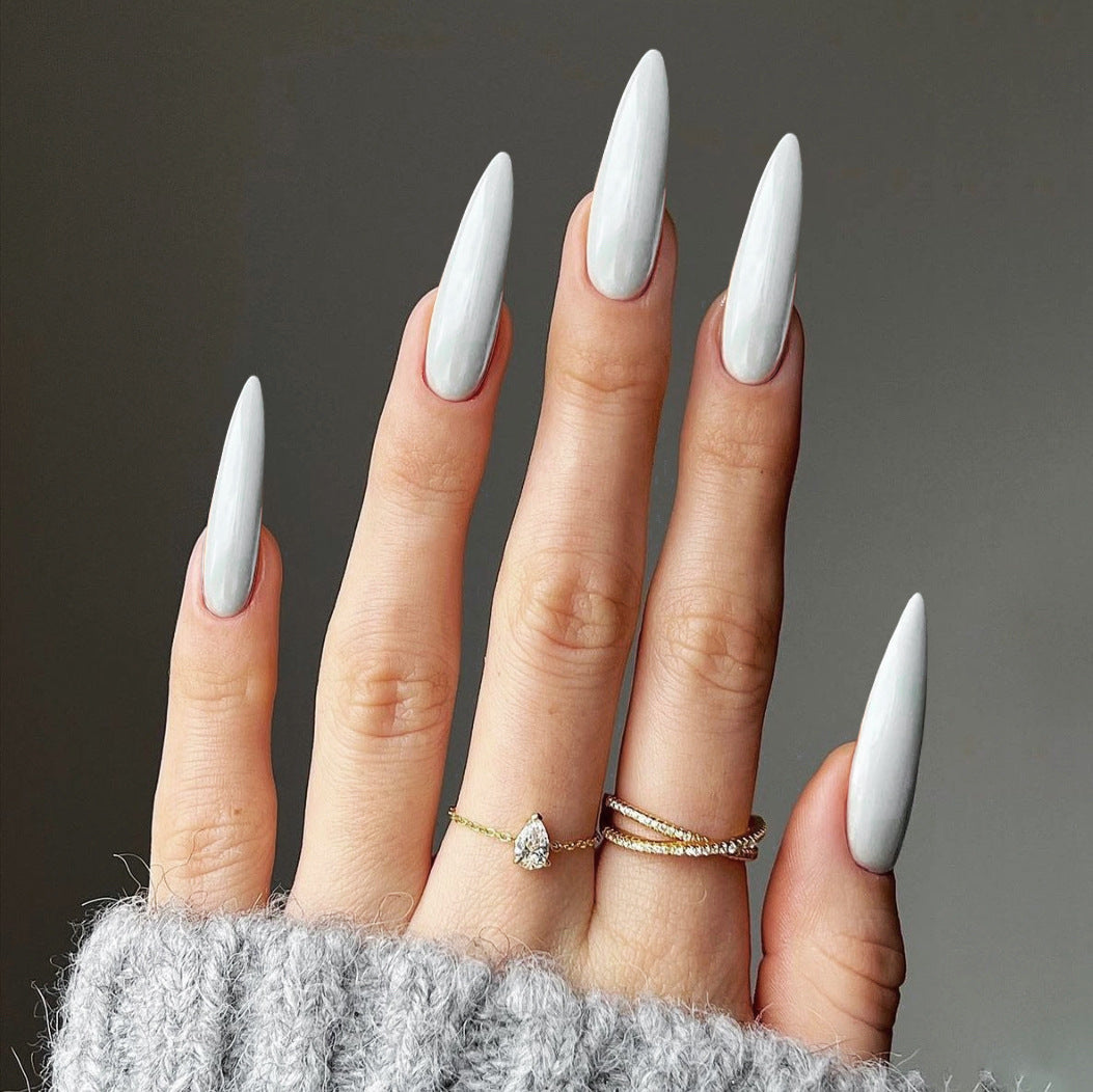 Same Answer Long Stiletto White Everyday Press On Nails