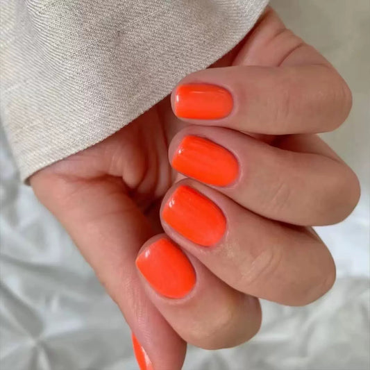 Own It Short Squoval Orange Glossy Press On Nails