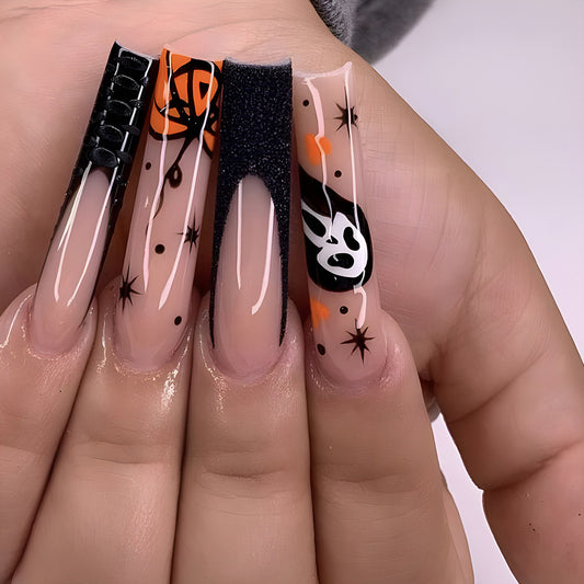 Scream 5 Long Coffin Black Halloween Press On Nails