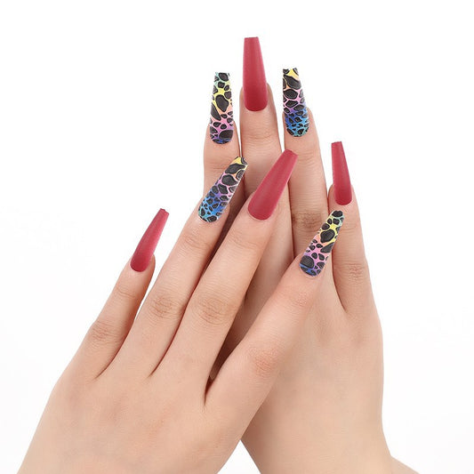 Safari Elegance Extra Long Coffin Multicolor Animal Print Press On Nail Set