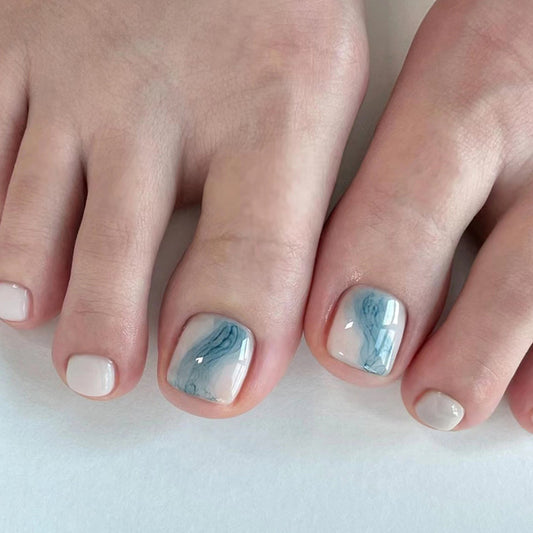 Too Pronounced Blue Marble Press On Toenails