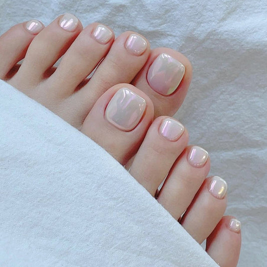 About To Begin Pink Glossy Press On Toenails