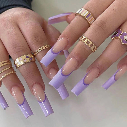 Only Brightness Long Coffin Purple Bold Press On Nails