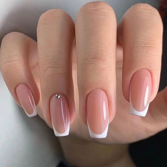 The Perfect Touch Medium Coffin White French Tips Press On Nails