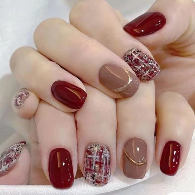 Cozy Up Short Square Red Winter Press On Nails