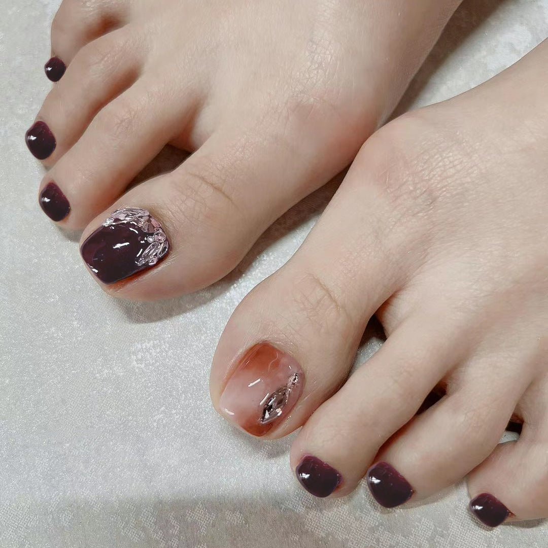 Do It Marble Red Press On Toenails