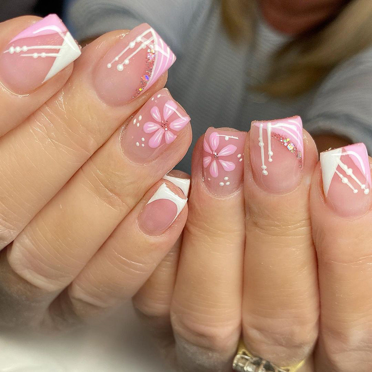 Larger Than Life Medium Square Pink Everyday Press On Nails