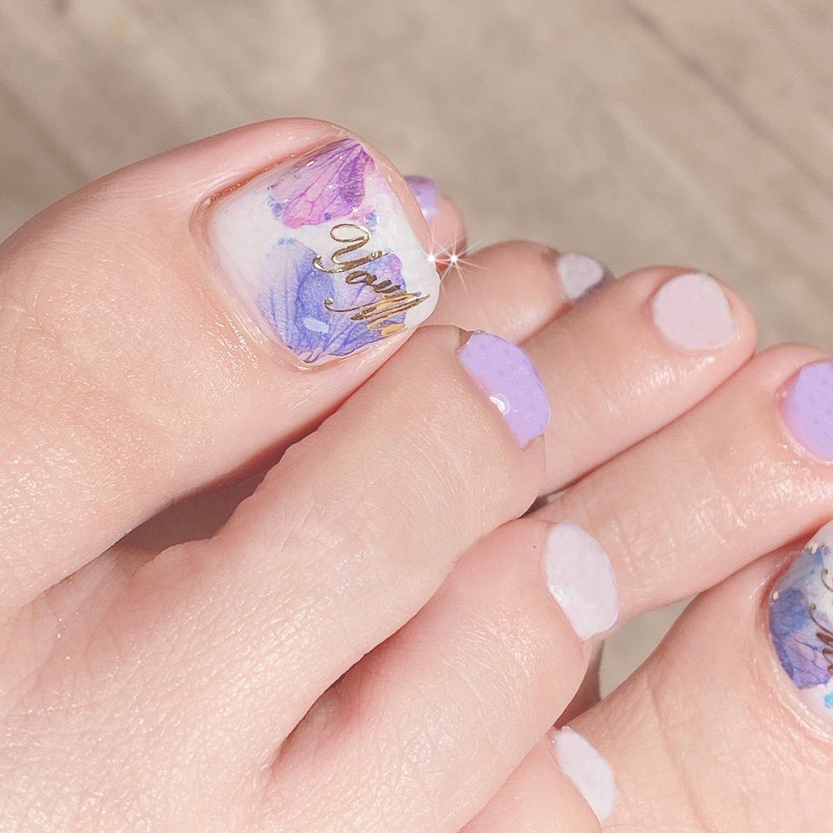 Love Me Floral Purple Press On Toenails