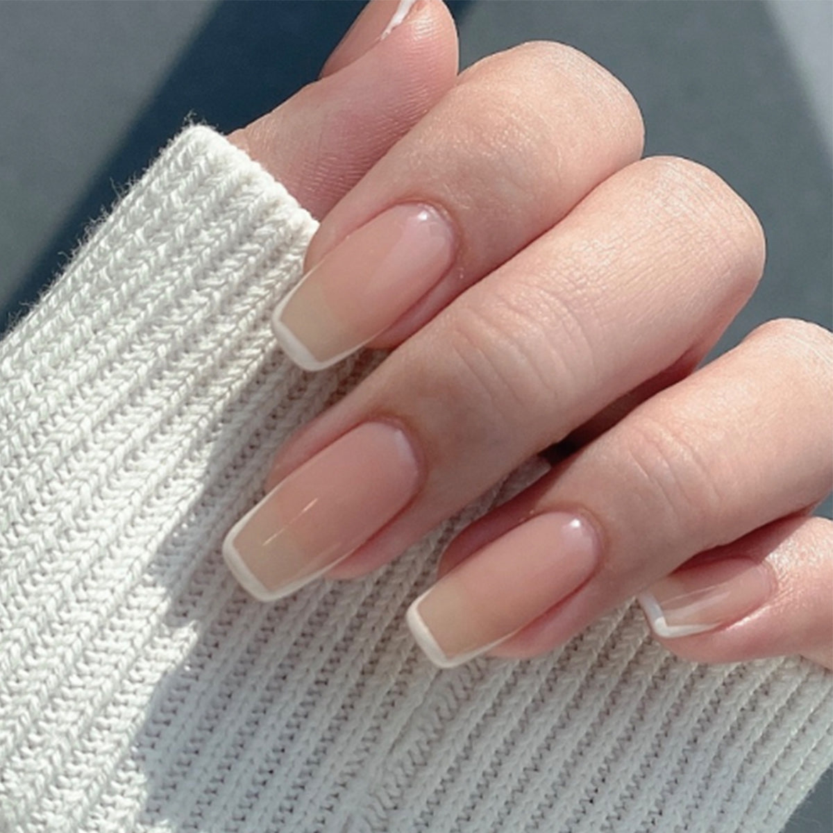 Off To Work Short Coffin Beige French Tips Press On Nails