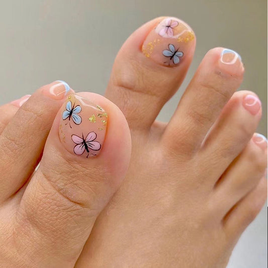 Butterfly Kisses Spring Multicolor Press On Toenails