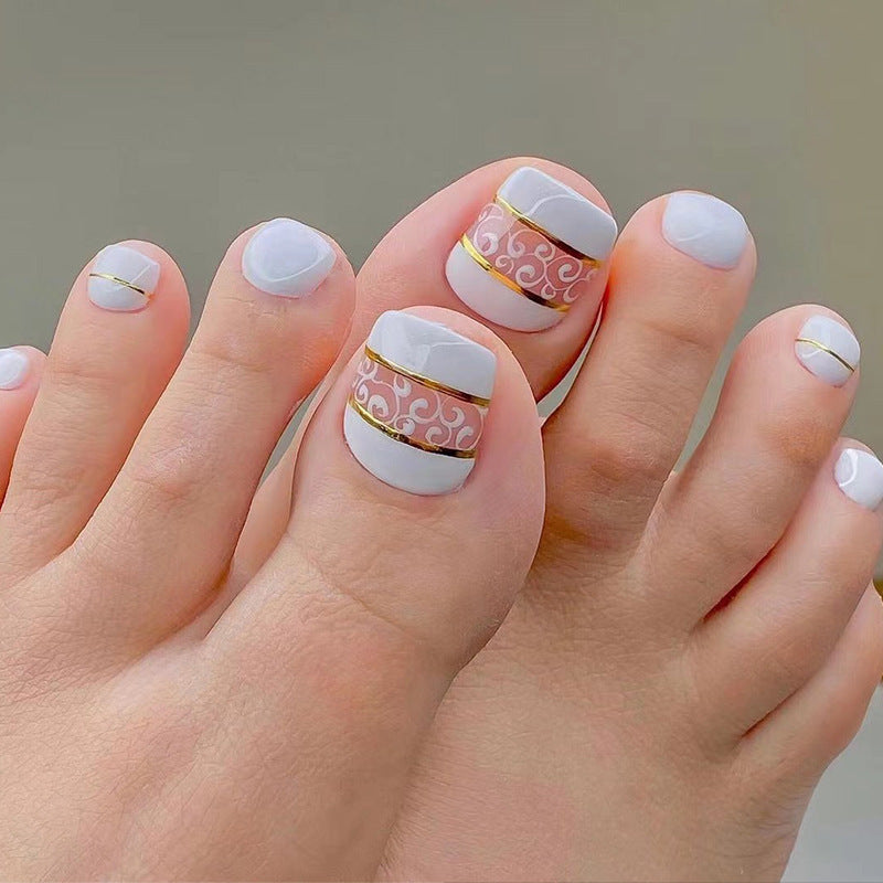 Greek Accent Bold Pink Press On Toenails